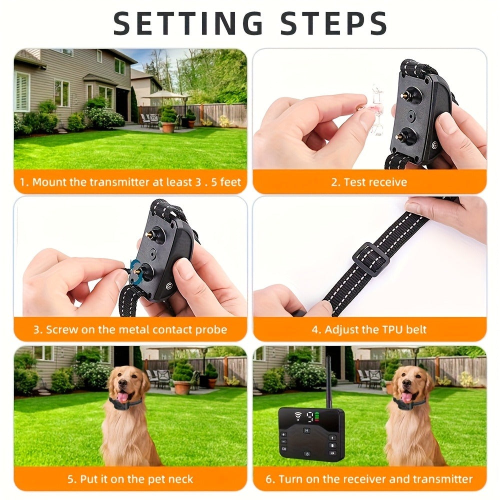 Wireless Dog Fence System with Remote Training Collar - 2.4GHz 800ft Range, 9-Level Adjustable, Containment System for Small Medium Large Dogs, 1/2/3 Dogs
