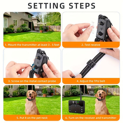 Wireless Dog Fence System with Remote Training Collar - 2.4GHz 800ft Range, 9-Level Adjustable, Containment System for Small Medium Large Dogs, 1/2/3 Dogs