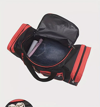 Gym Duffel Bag Large Capacity Travel Bag for Men Women Heavy Duty Polyester Multi Pocket Adjustable Shoulder Strap Zipper Closure for Fitness Workout Weekend Trips Business Travel Outdoor Black Blue Red
