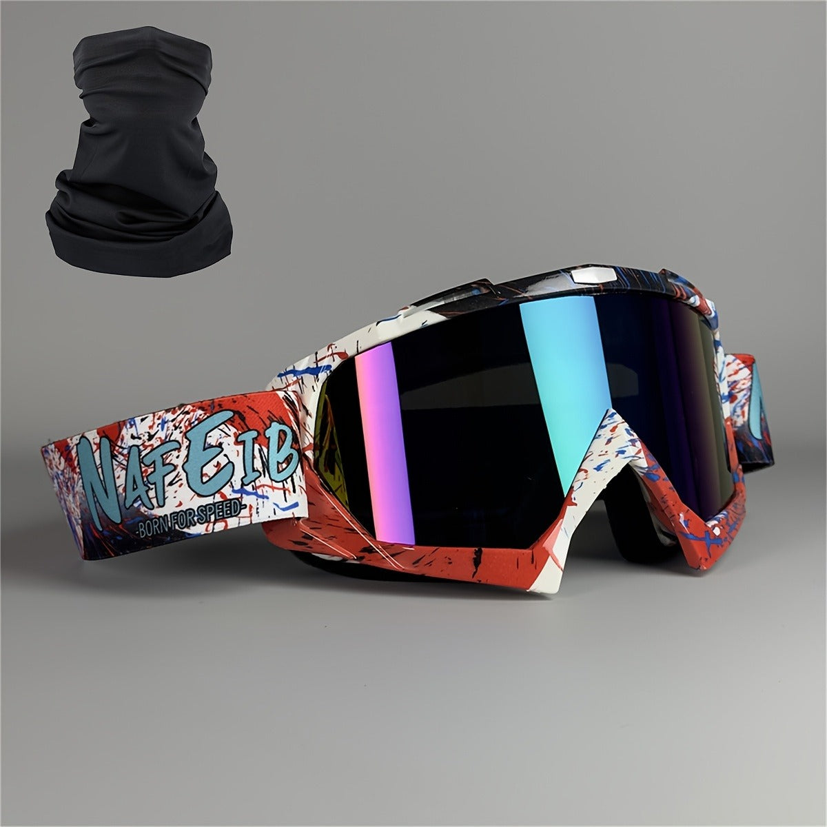 Ski Goggles Set with Black Headband – TPU Frame PC Lens Mirror Coating, Thick Foam Pad, Adjustable Strap, 28+ Color Styles, Adult Snow Goggles for Skiing & Snowboarding, Great Gift