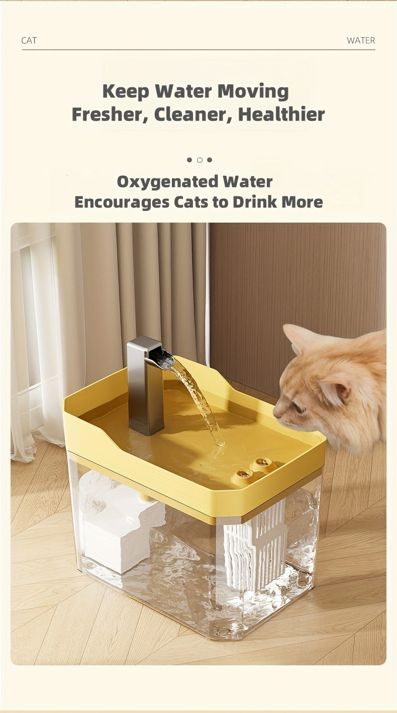 Pet Water Fountain Automatic 4-Stage Filtration – Ultra-Quiet USB Powered Circulating Fresh Water Dispenser with Visible Water Level Window, No Battery Needed, for Cats & Dogs | Home & Travel