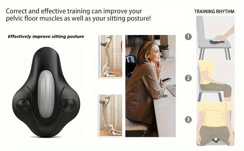 Pelvic Floor Trainer Electric Massage Cushion – 6 Vibration Modes, Wireless Rechargeable, Hip & Leg Muscle Training for Men Women, Home Gym Office Use