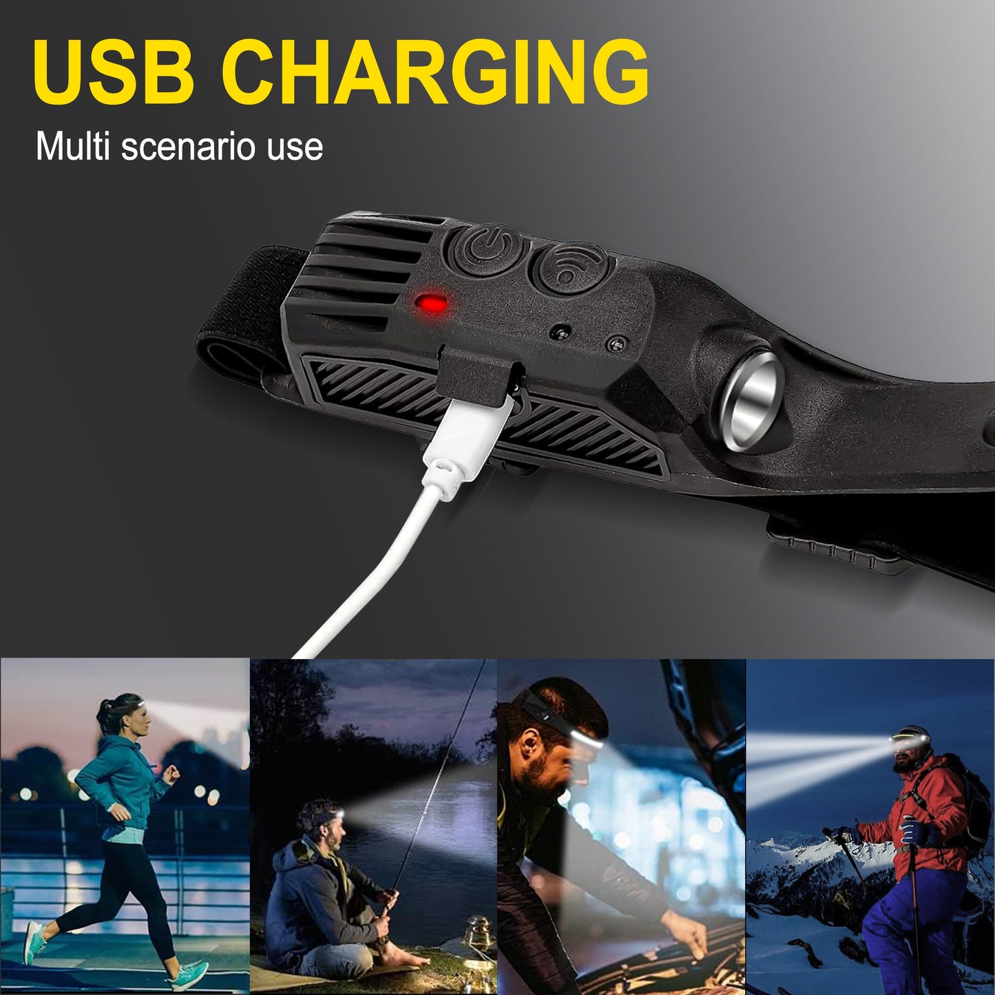 Motion Sensor Headlamp 4-Pack – USB Rechargeable LED