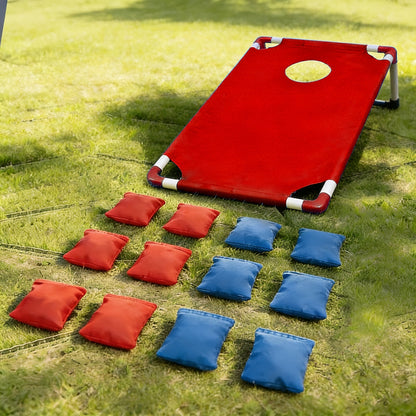 Portable Cornhole Game Set with 12 Bean Bags, Red & Blue Outdoor Toss Game Board for Backyard Camping Family Parties Holiday Gifts