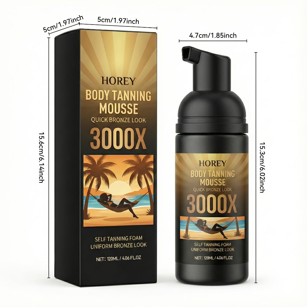 Sunless Self Tanning Mousse Deep Brown 3000X for Medium Dark to Dark Skin - Streak-Free Bronzing Foam with Carrot Oil & Coconut Oil, Hydrating Fake Tan 60ML