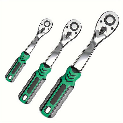 3-Piece Extendable Ratchet Set - 1/4 3/8 1/2 Inch Extendable Socket Wrench, 72-Tooth Quick-Release, Soft Grip Handle, Reversible Gear Torque Spanner - For Mechanics & DIY Enthusiasts - Ideal for Automotive & Home Repairs