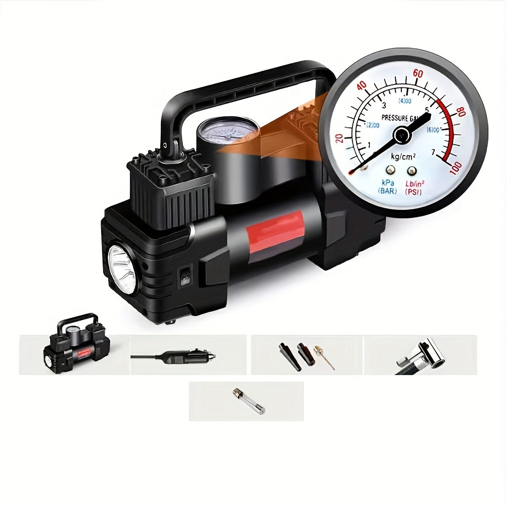12V 150 PSI Air Compressor Tire Inflator Portable Powerful Dual Cylinder Air Pump, Used for Car Tires, Car Additions, Automatic Tire Pump, with LED Digital Pressure Gauge, LED Light, Suitable for SUV, Car, Bicycle, Basketball, Lifebuoy