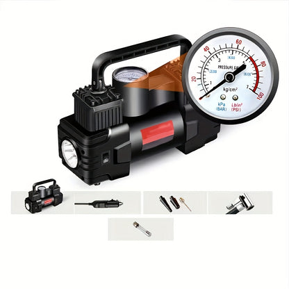 12V 150 PSI Air Compressor Tire Inflator Portable Powerful Dual Cylinder Air Pump, Used for Car Tires, Car Additions, Automatic Tire Pump, with LED Digital Pressure Gauge, LED Light, Suitable for SUV, Car, Bicycle, Basketball, Lifebuoy
