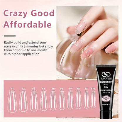Poly Nail Gel Kit Hard Builder 6 Colors Clear Pink White — Nail Extension Thickening & Strengthening Gel for Brittle Thin Nails & French Manicure | Soak-Off UV LED Long-Lasting Salon & Home Use for Women