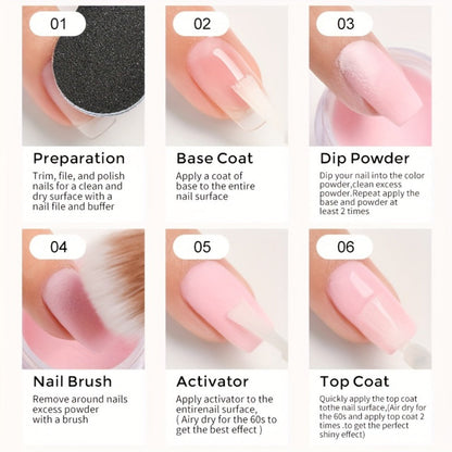 Dip Powder Nail Kit 4 Colors Lilac Lavender Purple Glitter - All-in-One Beginner Manicure Set with Base Coat Activator Top Coat No UV Lamp French Nail Art Home Salon