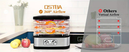 Food Dehydrator 240W with Temperature Control | BPA-Free Dishwasher-Safe Trays, Electric Food Dryer for Jerky, Fruits, Herbs & Vegetables, Recipe Book Included – 5-Tray & 8-Tray Options