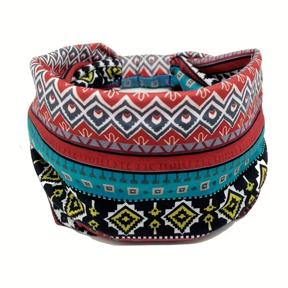Floral Turban Headbands for Women 8 Pack Non-Slip Elastic Boho Knotted Wide Hair Wrap for Sports Yoga Running Workout Sweatband Moisture Wicking Fashion Hair Accessories Gift Set