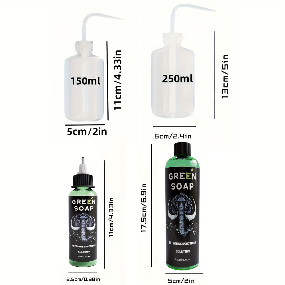 Tattoo Green Soap Kit Cleansing Solution with Squeeze Bottle – Green and Blue Tattoo Soap for Artists, Safe Color Foam Moisturizing Formula, Tattoo Supplies and Accessories Multiple Sizes