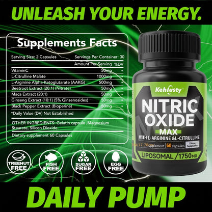 L-Arginine & L-Citrulline Supplement 7-in-1 with Maca Root, Beetroot & Nitric Oxide Booster - Stamina, Blood Flow & Pre-Workout Energy for Men & Women - Stimulant-Free Daily Performance Formula