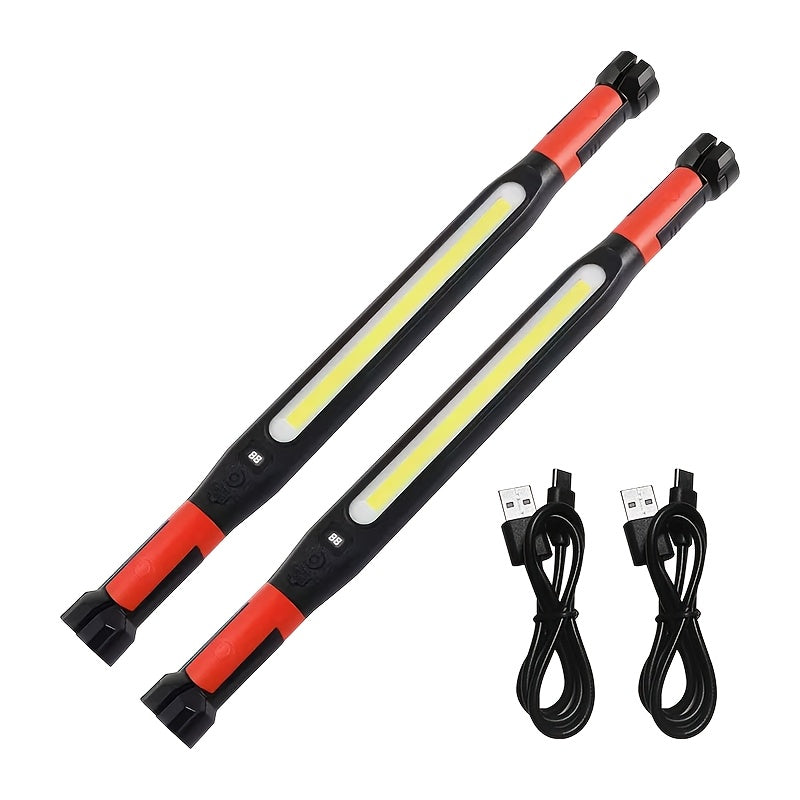 2 Sets Of Work Light Rechargeable Under-hood LED Work Light Magnetic Camping Lights 4 Modes LED Emergency Work Light with Red Warning. Suitable for Vehicle Maintenance, Inspection, Emergency Workshop