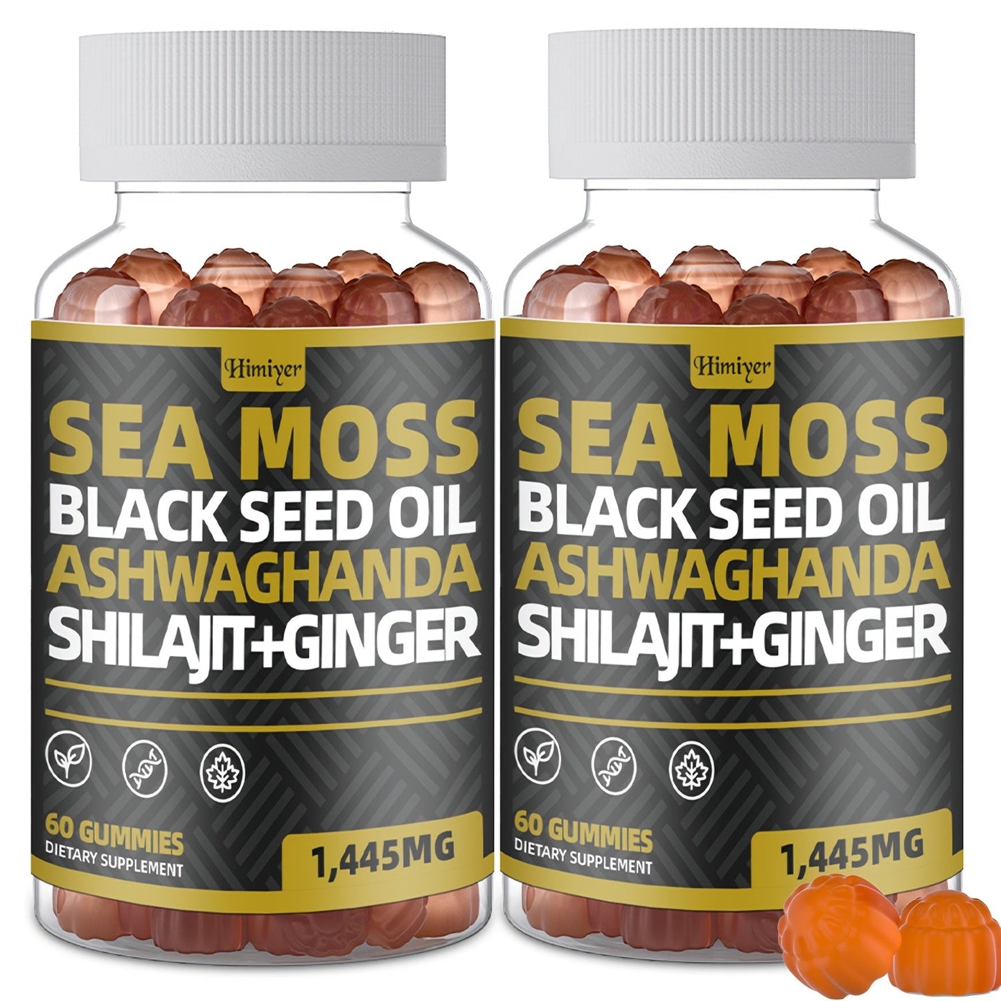 Sea Moss Gummies with Black Seed Oil, Ashwagandha, Shilajit, Elderberry, Chlorophyll, Turmeric & Bladderwrack – 8-in-1 Immune & Whole Body Wellness Supplement, 60 Gummies 2-Month Supply
