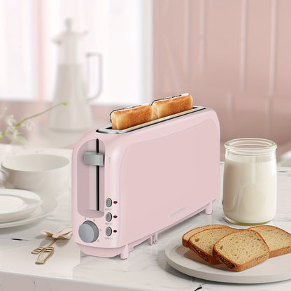 Slim Toaster 2-Slice Long Slot – 1.45" Wide Slot, 6 Shade Settings, Cancel/Reheat/Defrost, 750W, Removable Crumb Tray | 6 Colors