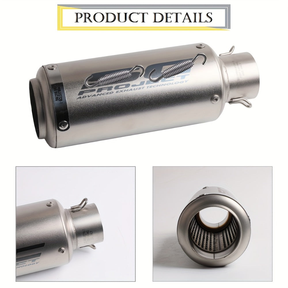 Universal 51mm Motorcycle Exhaust Pipe Stainless Steel Slip-On Muffler for Z900 FZ6 RC390 S1000XR Off-Road Motorcycles Black Strip Titanium ANMIEN
