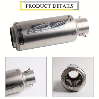 Universal 51mm Motorcycle Exhaust Pipe Stainless Steel Slip-On Muffler for Z900 FZ6 RC390 S1000XR Off-Road Motorcycles Black Strip Titanium ANMIEN