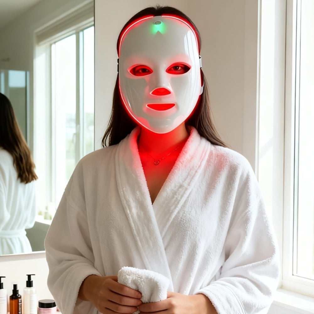 LED Light Therapy Facial Mask 7-Color USB Rechargeable Portable - Skin Rejuvenation Anti-Aging Acne Treatment Collagen Boost Home Beauty Device - Skincare Gift for Women Girlfriend All Skin Types