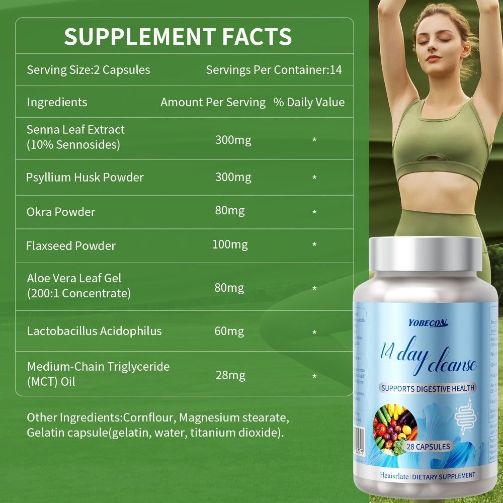 Colon Cleanse Capsules with Senna Leaf, Psyllium Husk & MCT Oil | 14-Day Advanced Gut Detox & Digestive Support Formula | Natural Bowel Regularity Supplement for Women & Men