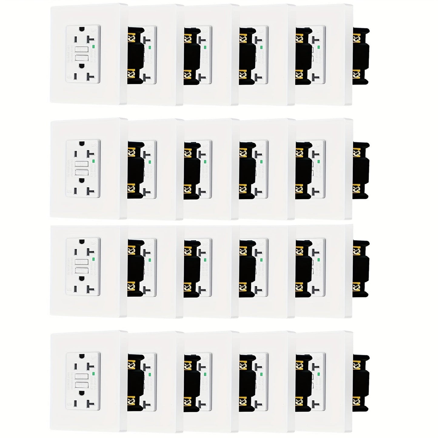 GFCI Outlet 20 Amp Tamper Resistant WR Weather Resistant with Wall Plate ETL Listed LED Indicator Test Reset Button Ground Fault Circuit Interrupter for Bathroom Kitchen Garage 2 4 6 10 20 Pack Black White