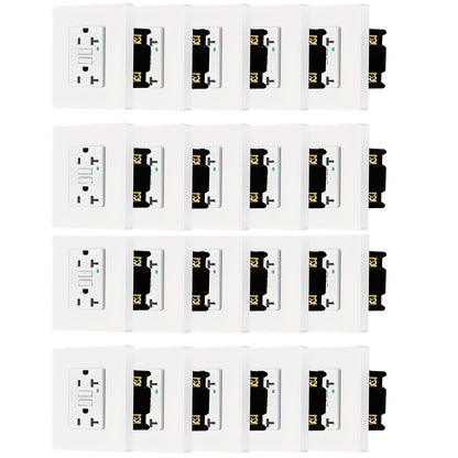 GFCI Outlet 20 Amp Tamper Resistant WR Weather Resistant with Wall Plate ETL Listed LED Indicator Test Reset Button Ground Fault Circuit Interrupter for Bathroom Kitchen Garage 2 4 6 10 20 Pack Black White