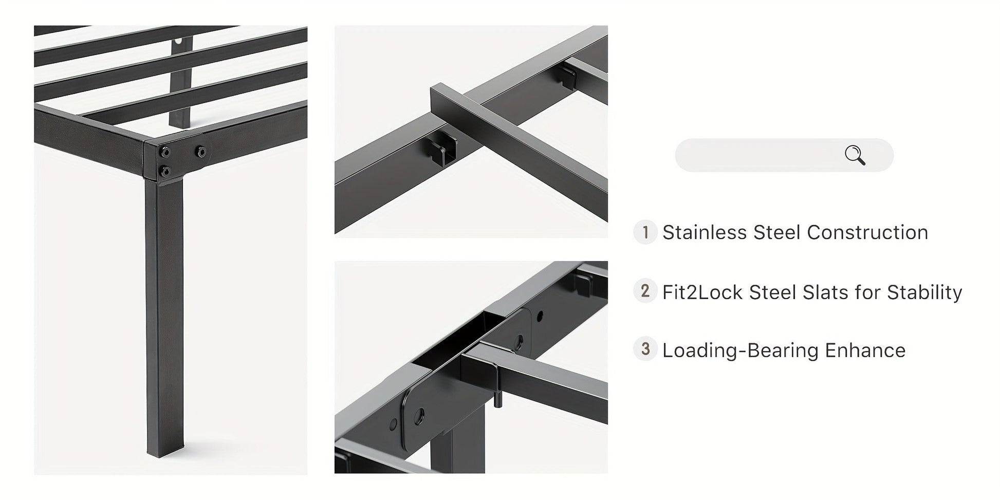 18-Inch Metal Bed Frame with No Box Spring Needed for Bedroom Comfort and Support detail image - detail view 22