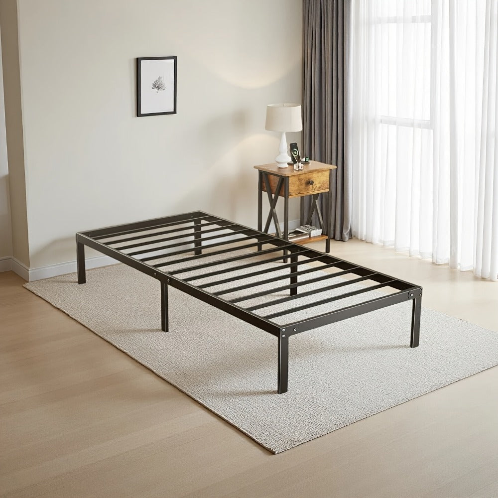 Bed Frame, Metal Platform with Under Bed Storage 12 14 16 18 Inch Height Steel Slat shown in the main product view