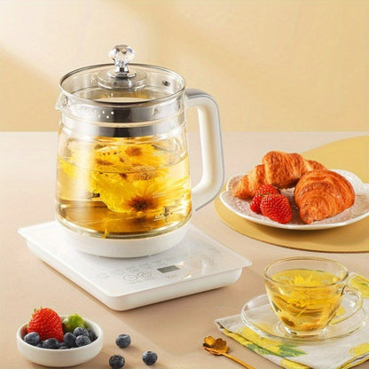 Electric Kettle 1.8L Multi-Function Health Pot 18 Functions Glass Lid SUS304 Tea Infuser Egg Steaming Rack Boiler Steamer for Tea Coffee Soup Oatmeal US Plug