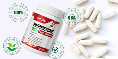 Berberine Supplement Capsules with Apple Cider Vinegar, Cinnamon & Green Tea Extract – Supports Blood Sugar Balance, Healthy Body Shape & Digestion – 60 Capsules, 1 or 2 Bottles, All Ages