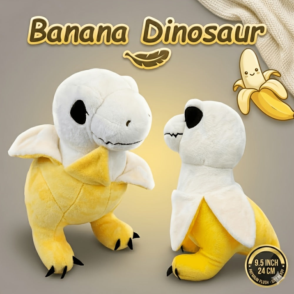 Banana Dinosaur Plush Toy 9.5 Inch Kawaii T-Rex Stuffed Animal — Cute Soft Squishy Dino Plushie for Kids Toddlers, Funny Unique Birthday Easter Christmas Gift for Boys Girls Dino Lovers