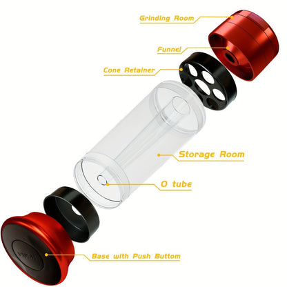 3-in-1 Herb Grinder with Cone Loader & Rolling Machine, Multifunctional Tobacco Grinder Blunt Joint Roller Filling Storage All-in-One with Cleaning Brush, Spice Grinder for Home Use, Black Red Blue