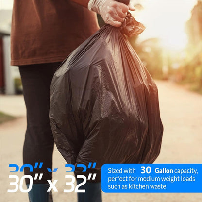 30 Gallon Trash Bags 200 Count – Black Large Garbage Bags, Ultra Strong Leak-Proof, 113.5L Heavy Duty Bags for Kitchen, Industrial, Garden & Commercial Use, 4 Rolls / 2 Boxes Value Pack