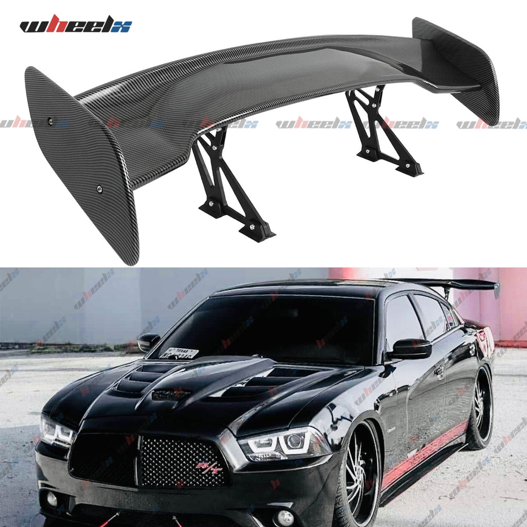 57 Inch Universal Rear Trunk Spoiler Wing GT Style ABS Racing Car Spoiler Compatible with Sedan Coupe Hatchback Wide Adjustable Rear Spoiler Wing Matt Black/ Glossy Black/ Carbon Fiber