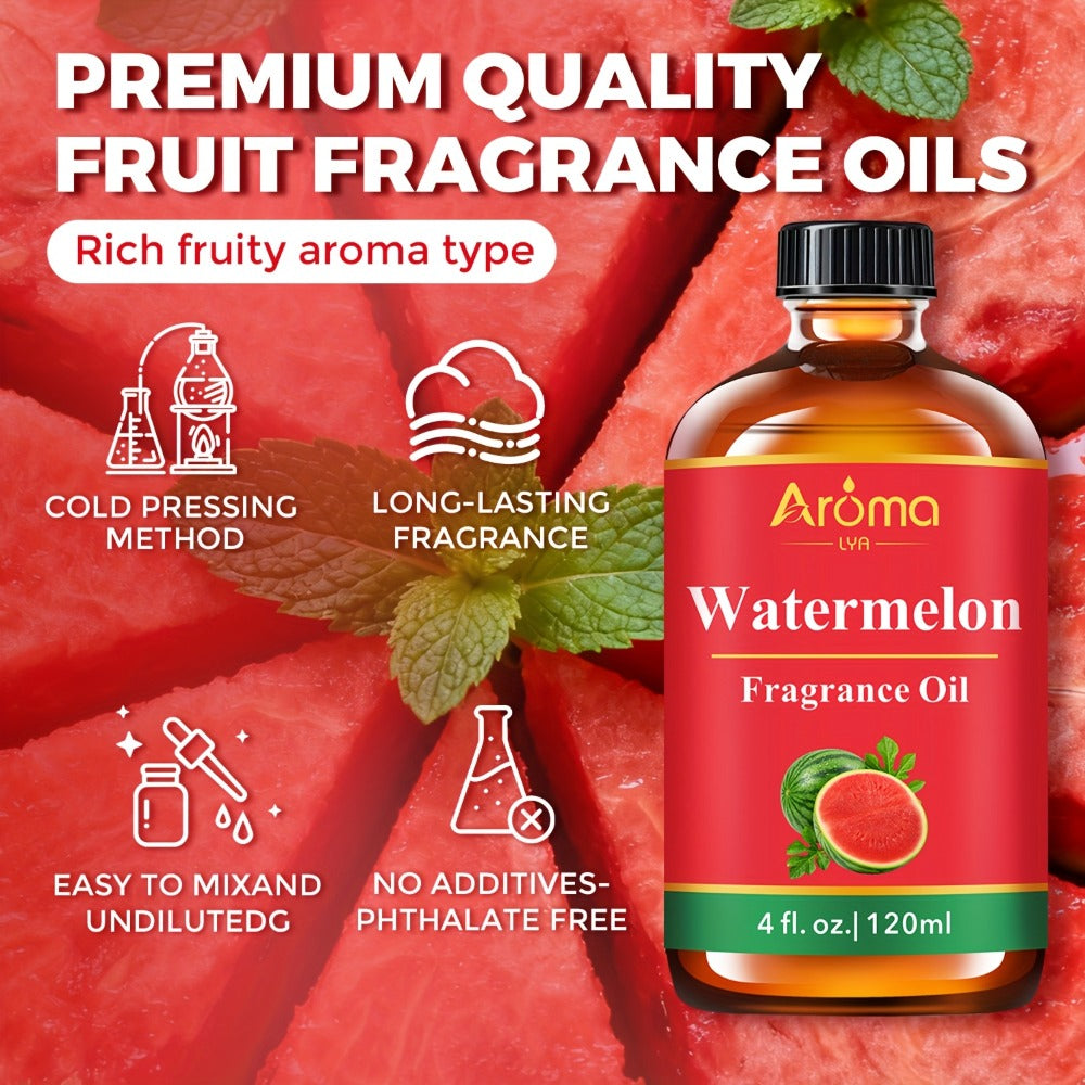 Fruit Fragrance Oil 4oz – Sweet Scented Oils for Diffuser, Candle Making, Soap, Massage & Hair Care | Strawberry, Blueberry, Peach, Watermelon, Cherry & More