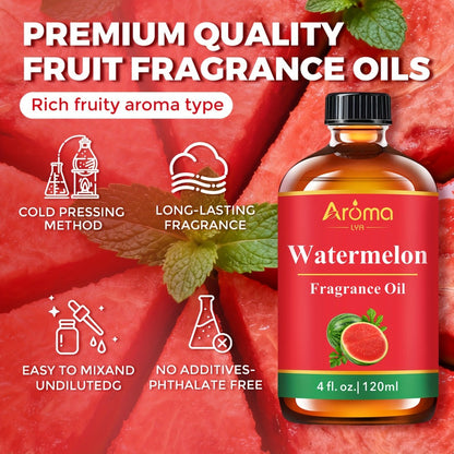 Fruit Fragrance Oil 4oz – Sweet Scented Oils for Diffuser, Candle Making, Soap, Massage & Hair Care | Strawberry, Blueberry, Peach, Watermelon, Cherry & More