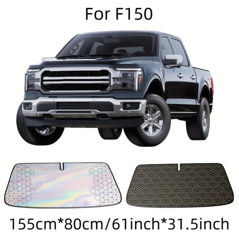 Laser Insulation Windshield Sunshade 5-Layer Thickened Front Window Heat Blocker Diamond Pattern Gold Black Fits All Vehicles Ford F150 Toyota Tundra Sienna UV Sun Protection Car Heat Shield