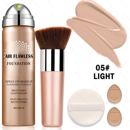 Mineral Spray Foundation Silky Mist 8 Shades — Magic Minerals Full Coverage Lightweight Matte Finish, Flawless Setting Spray Foundation for Mature & All Skin Types, Natural to Tan Women Makeup