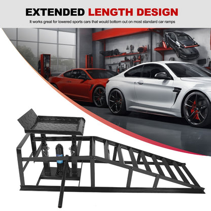 Hydraulic Vehicle Ramps 11,000 lb 5T Low Profile Heavy Duty Lift Service Ramps for Truck Trailer Garage – Adjustable Height, 1 Pack & 2 Pack, Red & Black