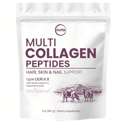 Collagen Powder Multi-Source Complex — Hydrolyzed Types I, II & III with Skin Nutrients for Anti-Aging, Skin Elasticity, Hair, Nails & Joint Support | Natural Flavor | 1 lb & 2 lb