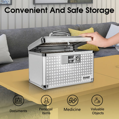 Locking Medicine Storage Box Aluminum Alloy with Key Lock & Handle – High-Capacity Family Medicine Organizer, First Aid Lockbox for Home, Travel & Office, Small & Medium