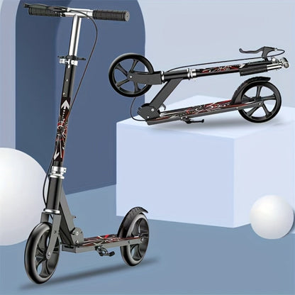 Foldable Commuter Scooter for Adults and Teens – 4-Gear Adjustable Height Double Brake Lightweight 2-Wheel Kick Scooter 220 lb Capacity, Eco-Friendly Gift for Youth Ages 14 and Up (White)