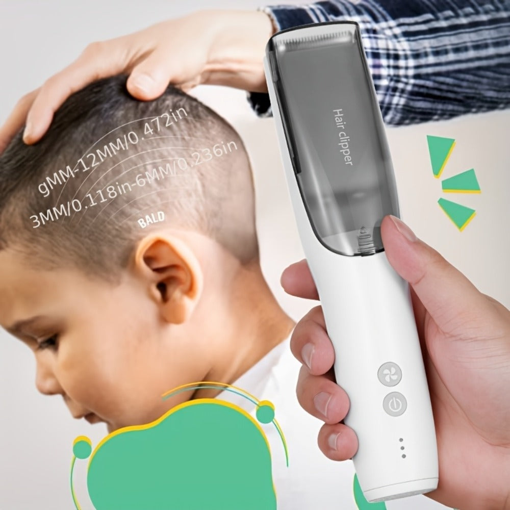 Electric Hair Clipper with Automatic Suction & USB Rechargeable — Mess-Free Self-Cutting Cordless Trimmer, Portable Vacuum Hair Catcher, Professional Home Haircut Kit for Men & Women