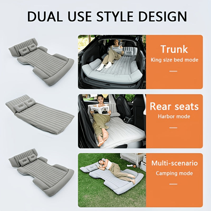 SUV Inflatable Thick Travel Camping Bed with 2 Pillows And Air Pump, Dedicated Portable Inflatable Mattress for SUV Trunk And Back Seat, Suitable for RVs, Trucks, Outdoor Camping, Beaches, Road Trips, Etc.