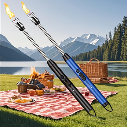 USB Rechargeable Electric Arc Lighter, 360° Rotating Flameless Plasma Igniter with Safety Switch for Candles, BBQ, Camping, Kitchen – 1pc or 2pcs Set
