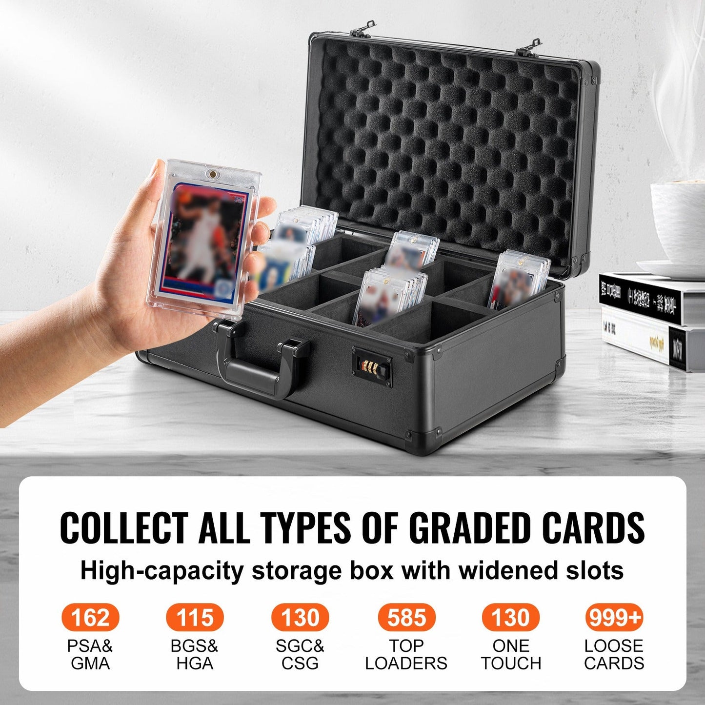 PSA Graded Card Storage Box 5-Slot Aluminum Case Combination Lock