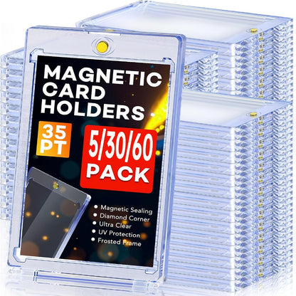 Magnetic Card Holders 35pt One-Touch Hard Case for Trading Cards – Sports Baseball Pokemon TCG Card Protector Sleeves Bulk Pack 5 30 60pcs Collector Gift