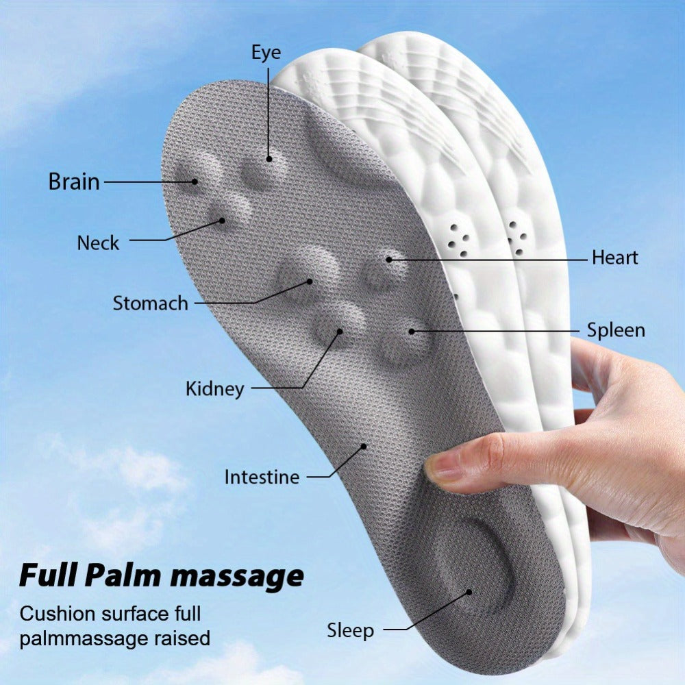 Memory Foam Insoles 3 Pairs - 4D High Elasticity Shoe Inserts for Men and Women, Breathable Comfort Insoles for Work, Sports, Walking, Standing All Day