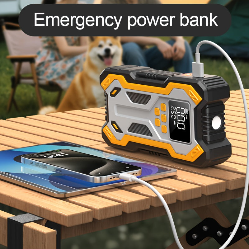 10000A 7-in-1 Multifunctional Emergency Start Power Supply, 150PSL Portable Car Battery Starter, Digital Tire Inflator, Suitable for 2.64 Gallon Gasoline Or 2.38 Gallon Diesel Batteries, LED Emergency Light, Car Accessory Tool.